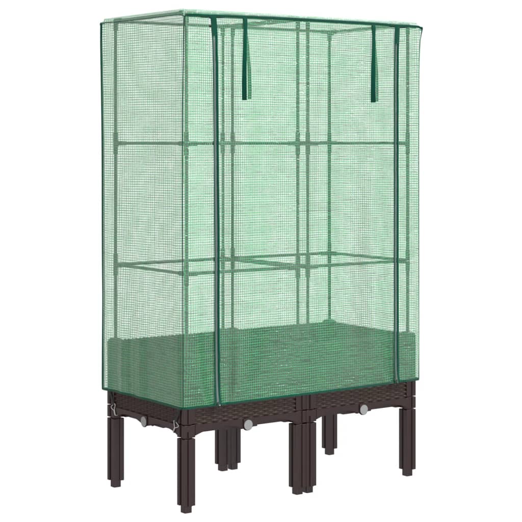 vidaXL Raised Bed with Greenhouse Cover Rattan Look 80x40x140 cm 2