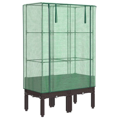 vidaXL Raised Bed with Greenhouse Cover Rattan Look 80x40x140 cm 2