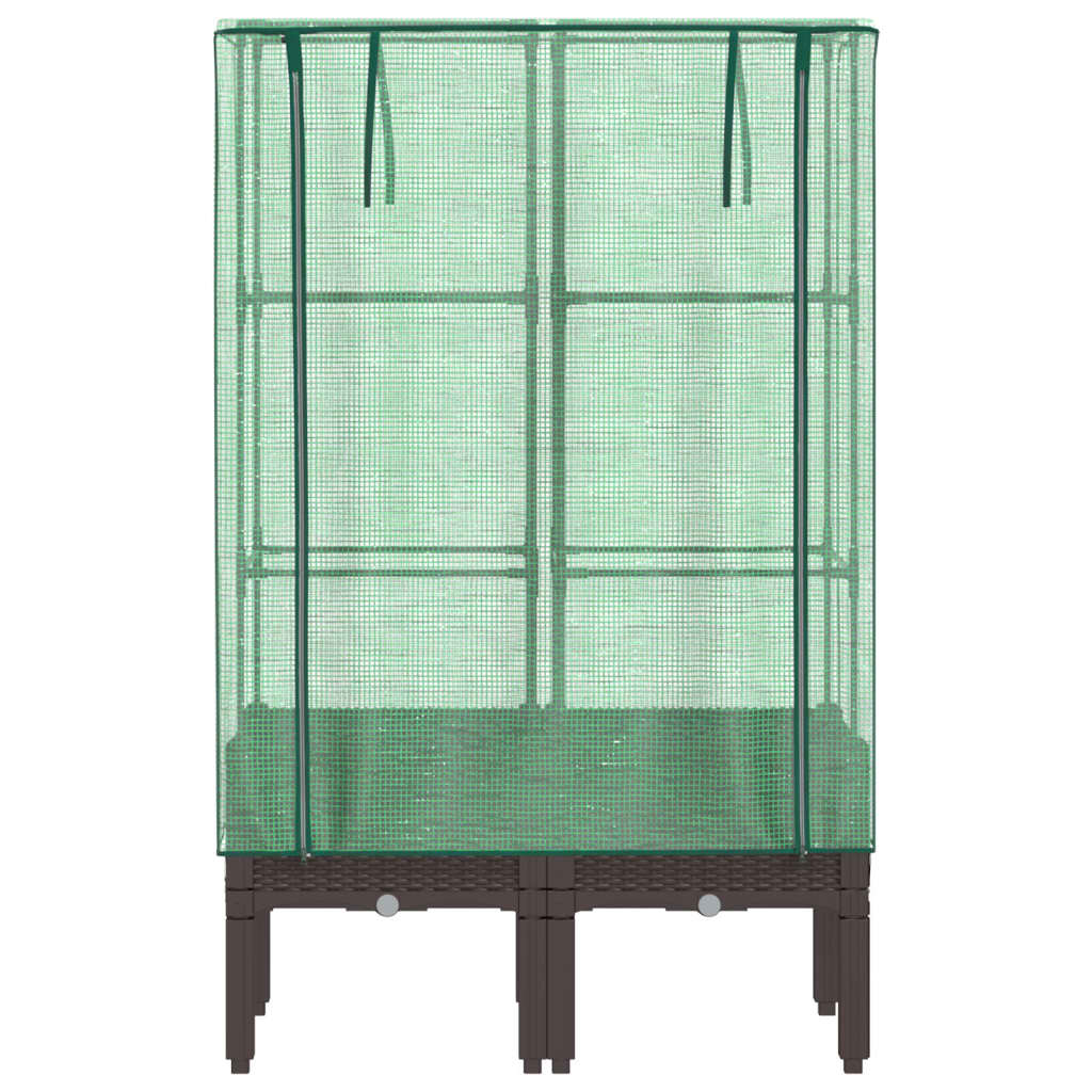 vidaXL Raised Bed with Greenhouse Cover Rattan Look 80x40x140 cm 4
