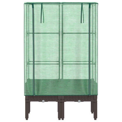 vidaXL Raised Bed with Greenhouse Cover Rattan Look 80x40x140 cm 4
