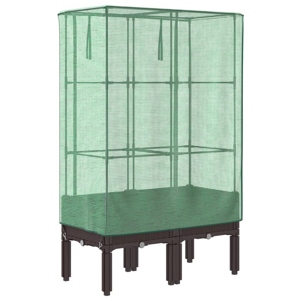 vidaXL Raised Bed with Greenhouse Cover Rattan Look 80x40x140 cm 6