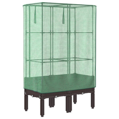 vidaXL Raised Bed with Greenhouse Cover Rattan Look 80x40x140 cm 6