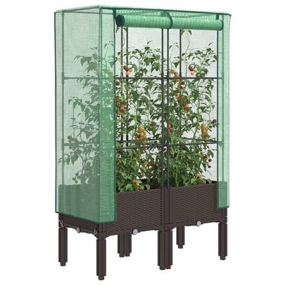 vidaXL Raised Bed with Greenhouse Cover Rattan Look 80x40x140 cm 1