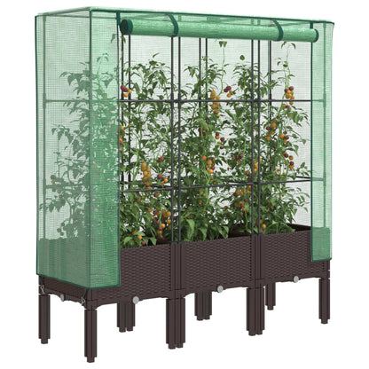 vidaXL Raised Bed with Greenhouse Cover Rattan Look