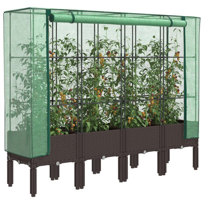 vidaXL Raised Bed with Greenhouse Cover Rattan Look