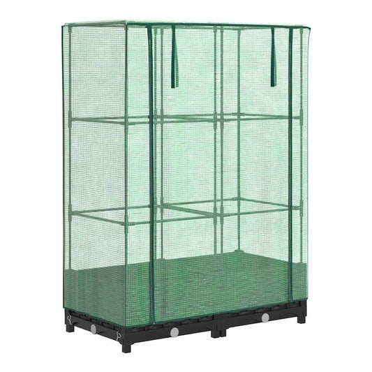 Raised Bed with Greenhouse Cover Rattan Look without wheel Height 123 cm Black 80 cm