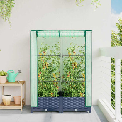 vidaXL Raised Bed with Greenhouse Cover Rattan Look 80x40x123 cm 3