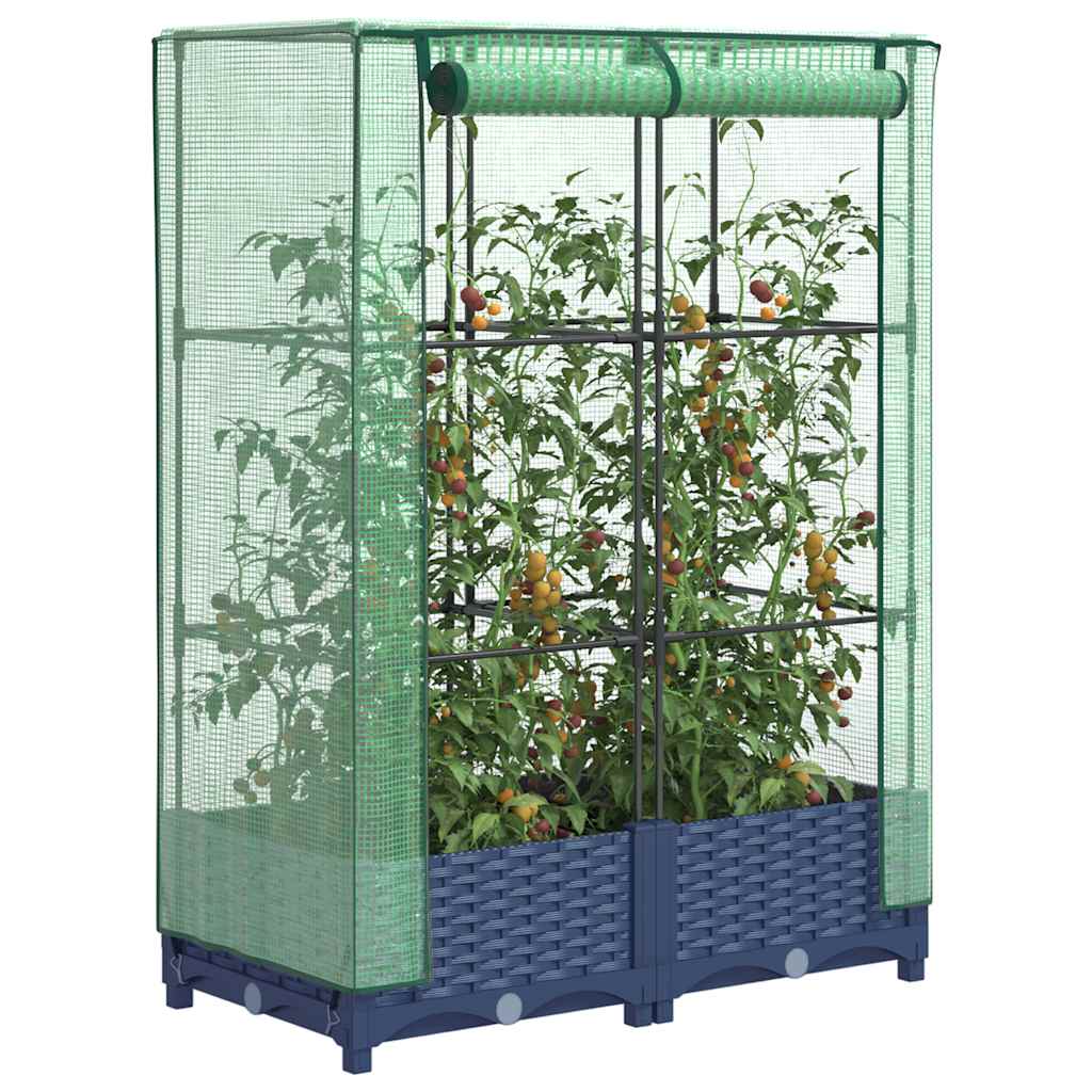 vidaXL Raised Bed with Greenhouse Cover Rattan Look 80x40x123 cm 1