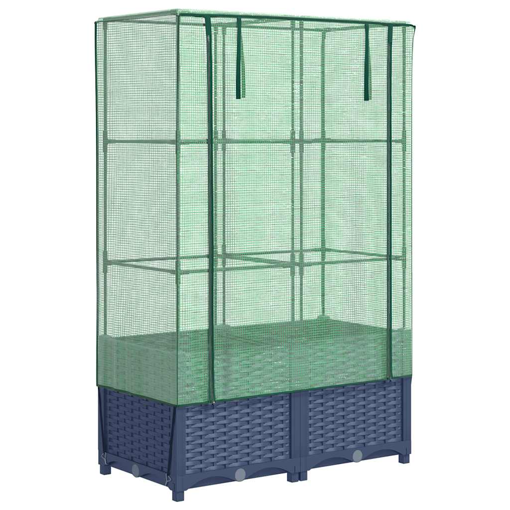 vidaXL Raised Bed with Greenhouse Cover Rattan Look 80x40x138 cm 2