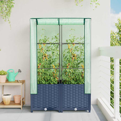 vidaXL Raised Bed with Greenhouse Cover Rattan Look 80x40x138 cm 3