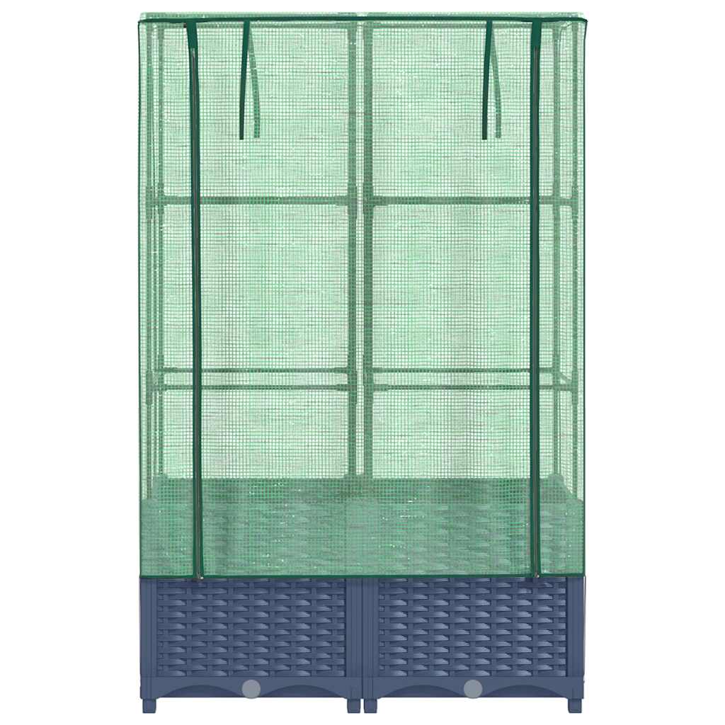 vidaXL Raised Bed with Greenhouse Cover Rattan Look 80x40x138 cm 4