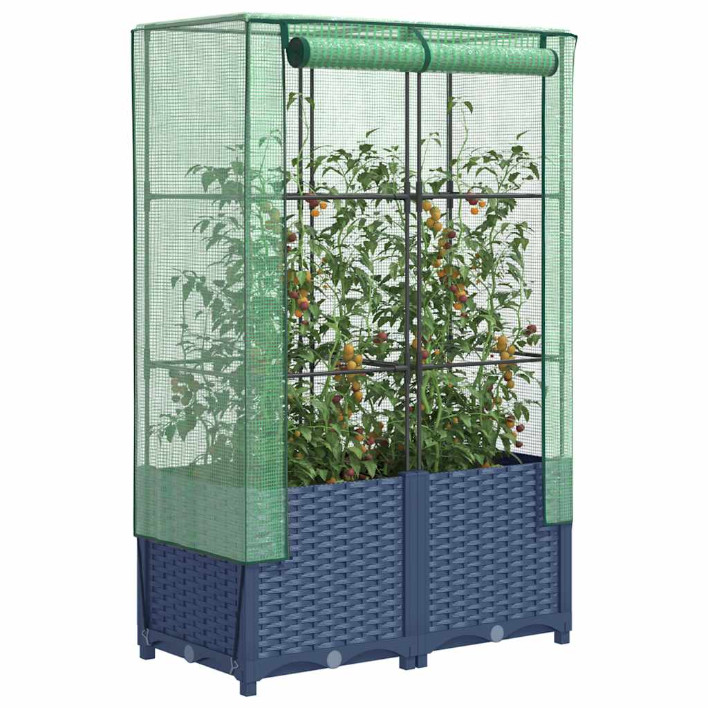 vidaXL Raised Bed with Greenhouse Cover Rattan Look 80x40x138 cm 1