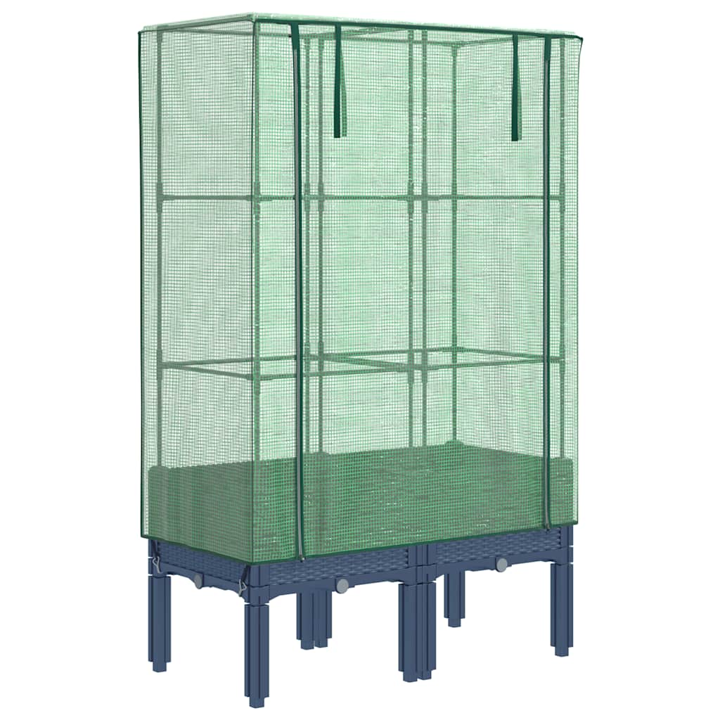 vidaXL Raised Bed with Greenhouse Cover Rattan Look 80x40x140 cm 2