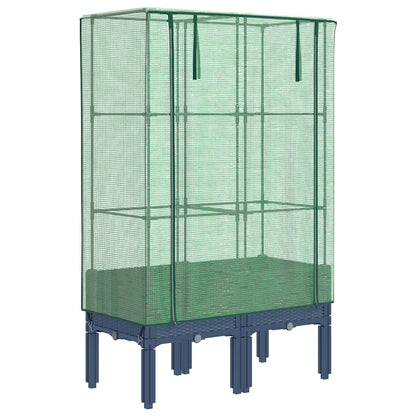 vidaXL Raised Bed with Greenhouse Cover Rattan Look 80x40x140 cm 2