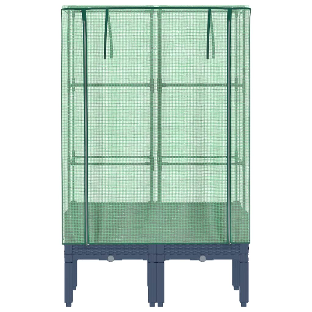 vidaXL Raised Bed with Greenhouse Cover Rattan Look 80x40x140 cm 4