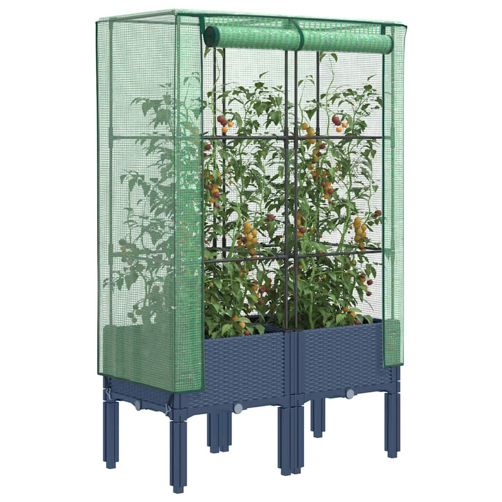 vidaXL Raised Bed with Greenhouse Cover Rattan Look 80x40x140 cm 1