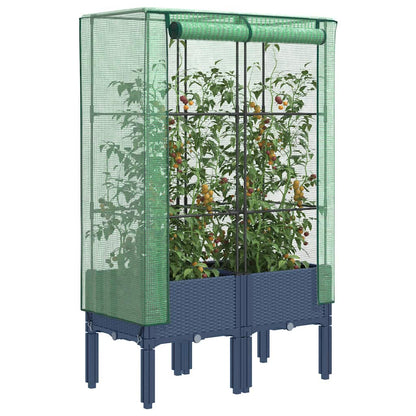 vidaXL Raised Bed with Greenhouse Cover Rattan Look 80x40x140 cm 1