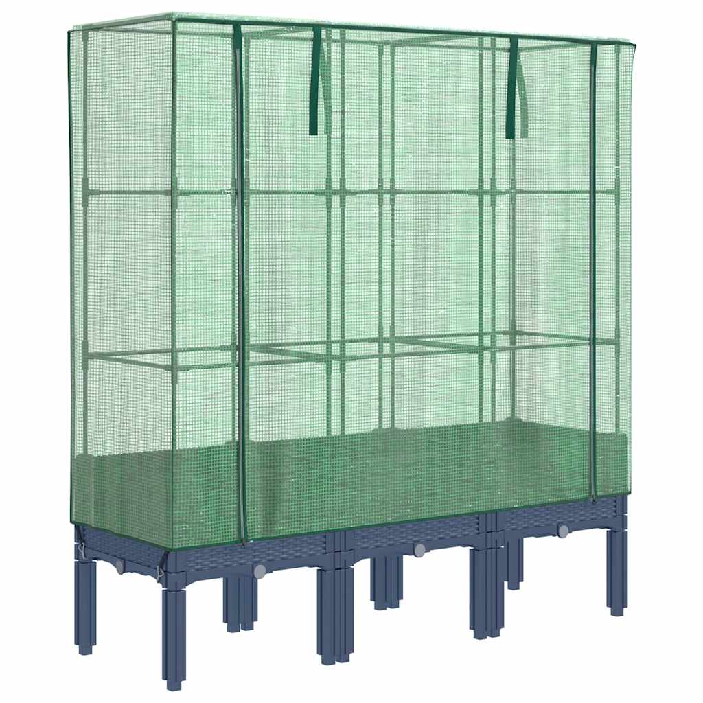 vidaXL Raised Bed with Greenhouse Cover Rattan Look 120x40x140 cm 2