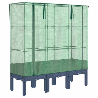 vidaXL Raised Bed with Greenhouse Cover Rattan Look 120x40x140 cm 2