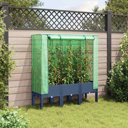vidaXL Raised Bed with Greenhouse Cover Rattan Look 120x40x140 cm 3