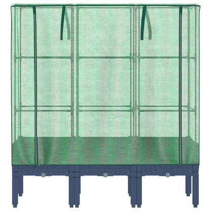 vidaXL Raised Bed with Greenhouse Cover Rattan Look 120x40x140 cm 4