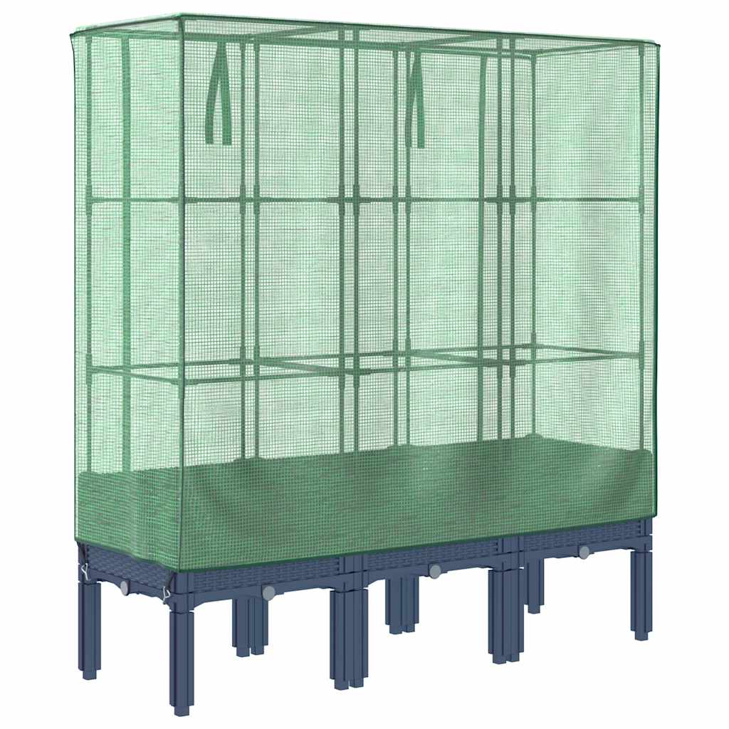 vidaXL Raised Bed with Greenhouse Cover Rattan Look 120x40x140 cm 6
