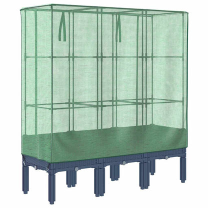 vidaXL Raised Bed with Greenhouse Cover Rattan Look 120x40x140 cm 6
