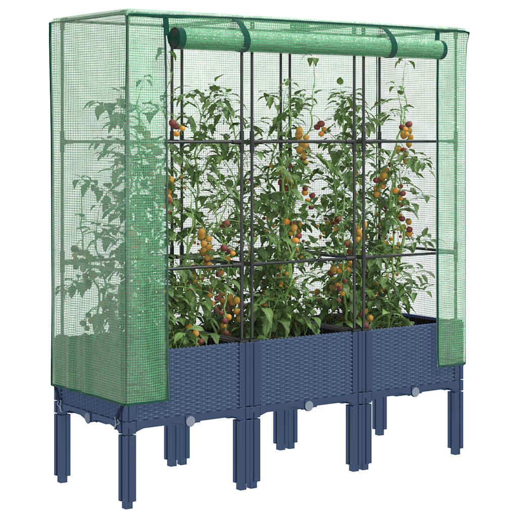 vidaXL Raised Bed with Greenhouse Cover Rattan Look 120x40x140 cm 1