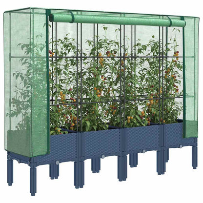 vidaXL Raised Bed with Greenhouse Cover Rattan Look
