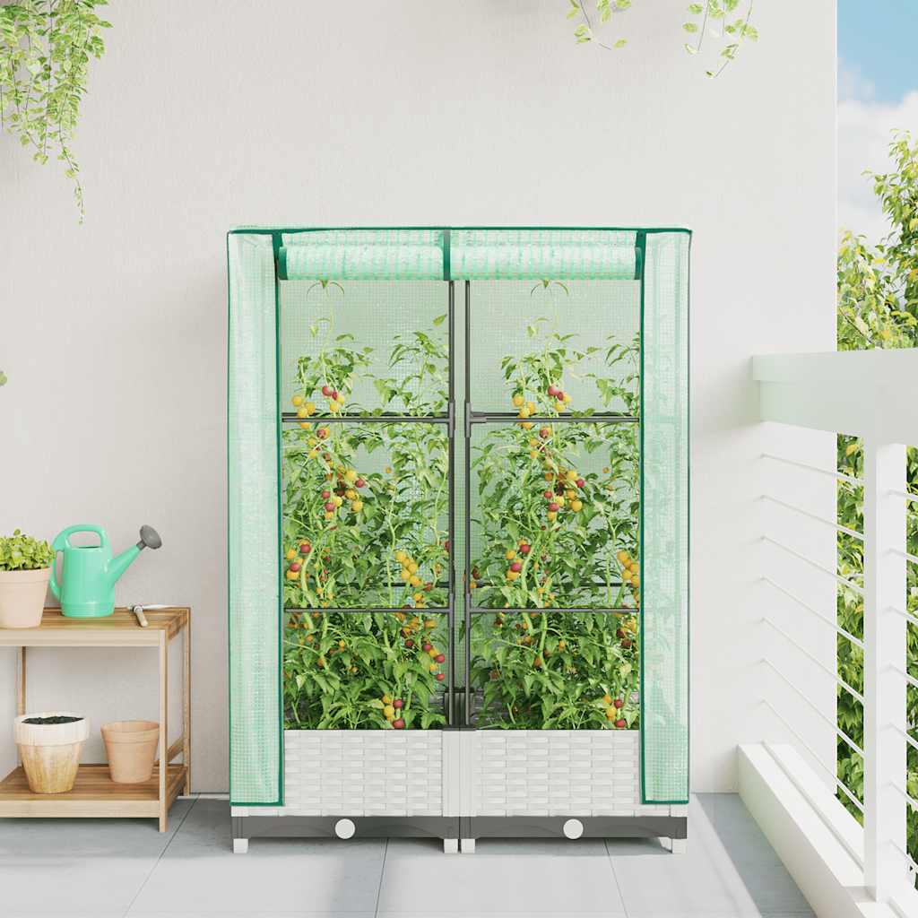 vidaXL Raised Bed with Greenhouse Cover Rattan Look 80x40x123 cm 3