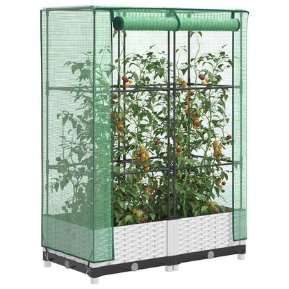 vidaXL Raised Bed with Greenhouse Cover Rattan Look 80x40x123 cm 1