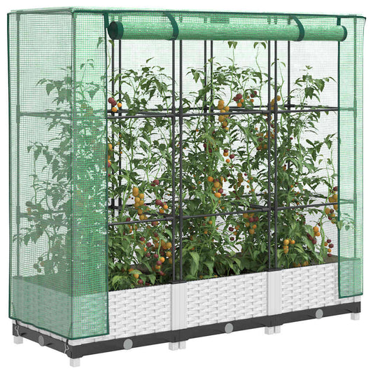 vidaXL Raised Bed with Greenhouse Cover Rattan Look 120x40x123 cm 1