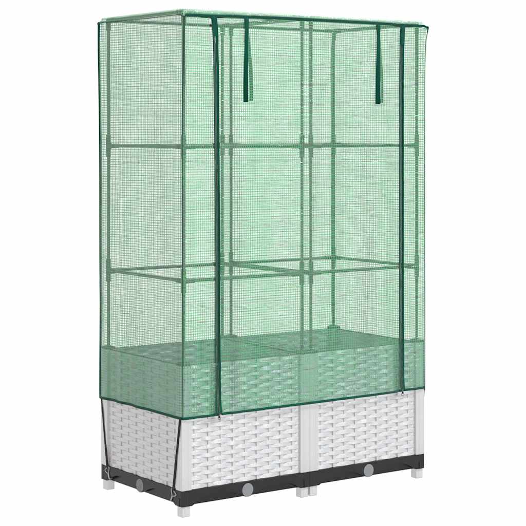 vidaXL Raised Bed with Greenhouse Cover Rattan Look 80x40x138 cm 2
