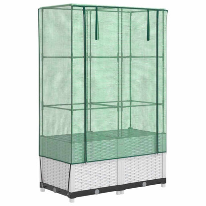 vidaXL Raised Bed with Greenhouse Cover Rattan Look 80x40x138 cm 2