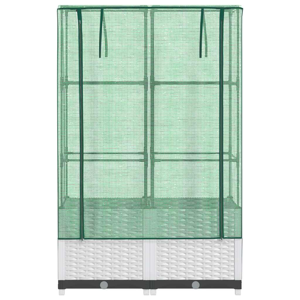 vidaXL Raised Bed with Greenhouse Cover Rattan Look 80x40x138 cm 4