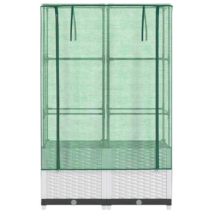 vidaXL Raised Bed with Greenhouse Cover Rattan Look 80x40x138 cm 4