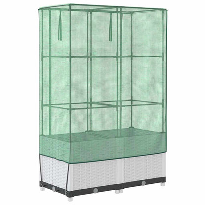 vidaXL Raised Bed with Greenhouse Cover Rattan Look 80x40x138 cm 6