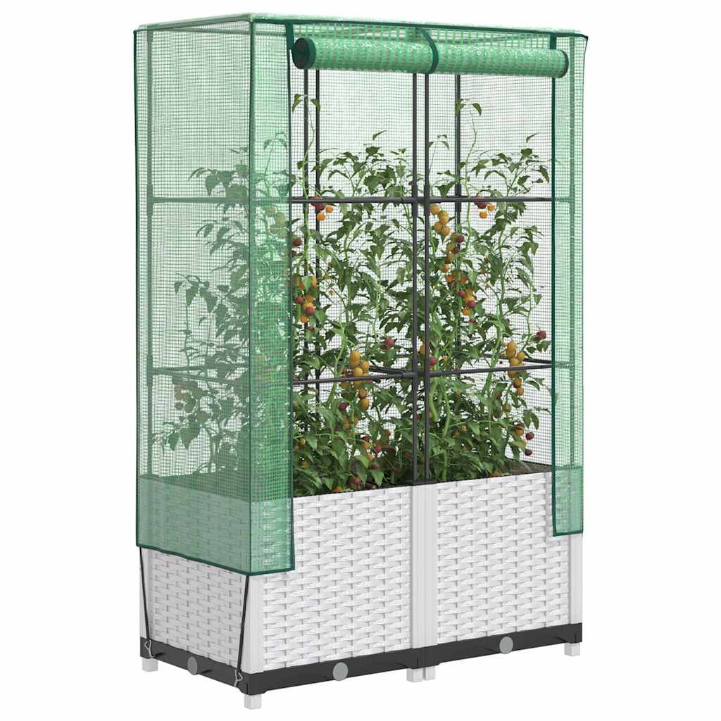 vidaXL Raised Bed with Greenhouse Cover Rattan Look 80x40x138 cm 1