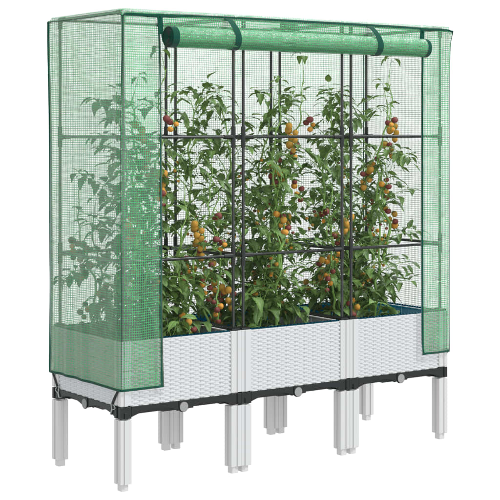 vidaXL Raised Bed with Greenhouse Cover Rattan Look