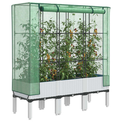 vidaXL Raised Bed with Greenhouse Cover Rattan Look