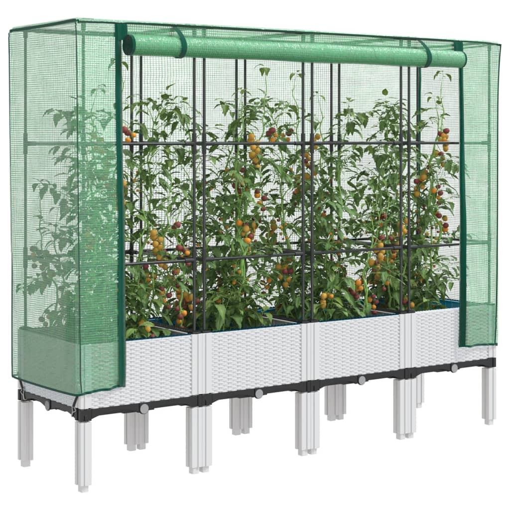 vidaXL Raised Bed with Greenhouse Cover Rattan Look