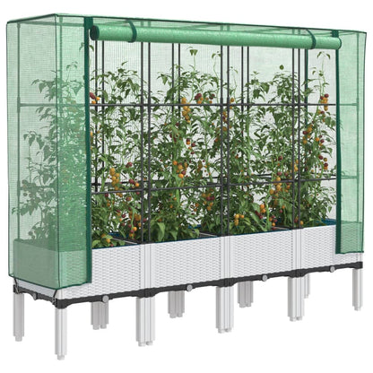 vidaXL Raised Bed with Greenhouse Cover Rattan Look