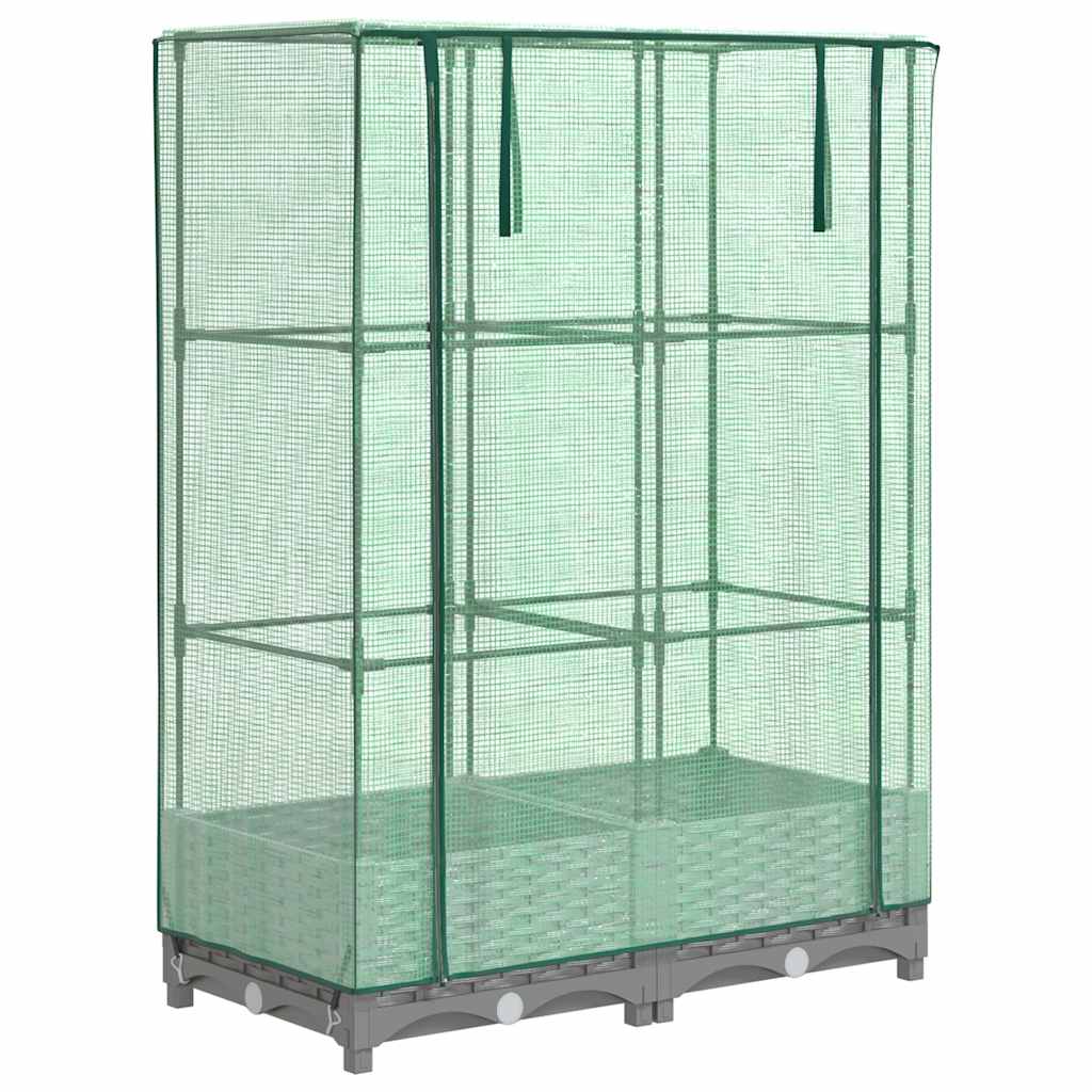 vidaXL Raised Bed with Greenhouse Cover Rattan Look 80x40x123 cm 2