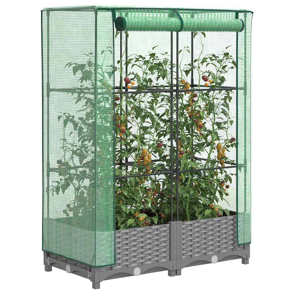 vidaXL Raised Bed with Greenhouse Cover Rattan Look 80x40x123 cm 1