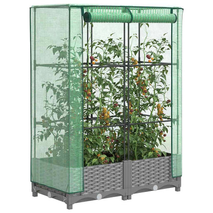 vidaXL Raised Bed with Greenhouse Cover Rattan Look 80x40x123 cm 1