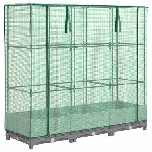 vidaXL Raised Bed with Greenhouse Cover Rattan Look 120x40x123 cm 2