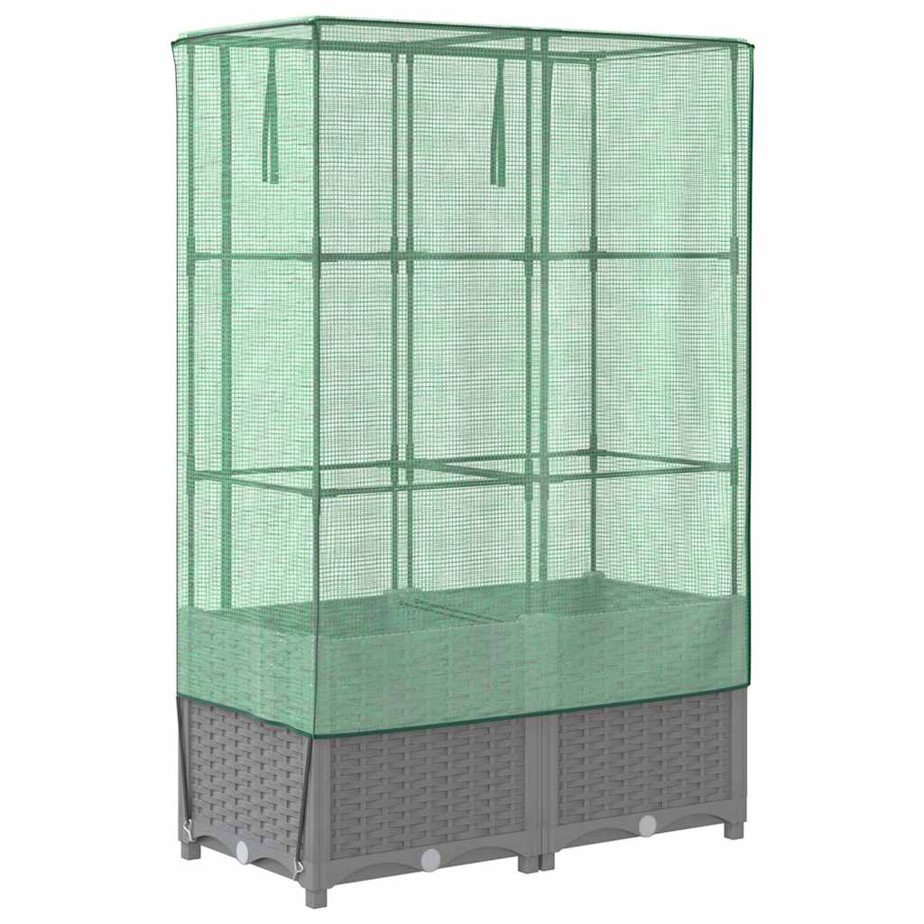 vidaXL Raised Bed with Greenhouse Cover Rattan Look 80x40x138 cm 5