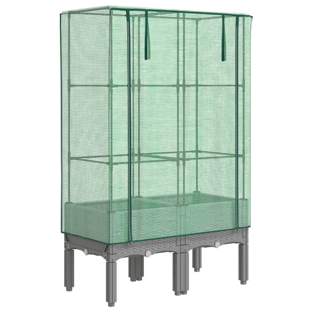 vidaXL Raised Bed with Greenhouse Cover Rattan Look 80x40x140 cm 2