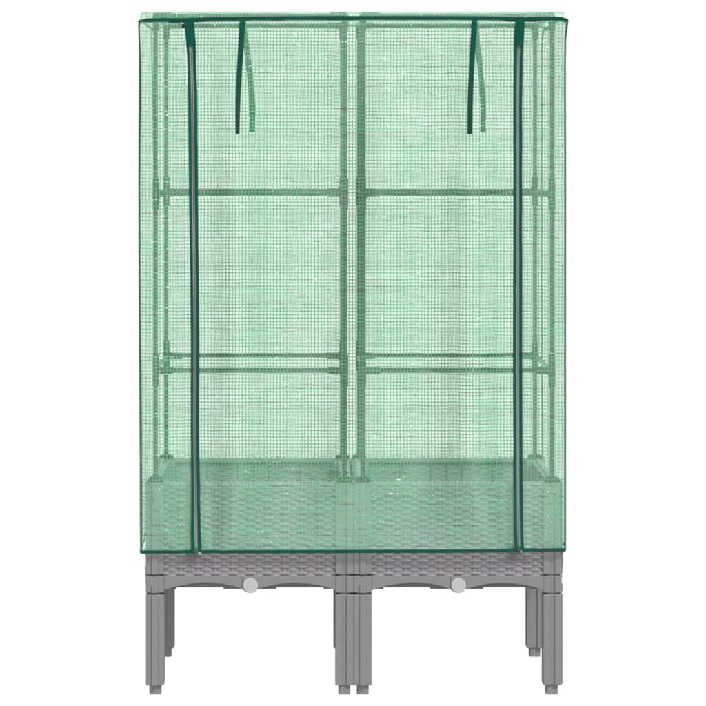 vidaXL Raised Bed with Greenhouse Cover Rattan Look 80x40x140 cm 4