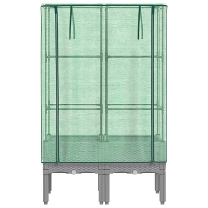 vidaXL Raised Bed with Greenhouse Cover Rattan Look 80x40x140 cm 4